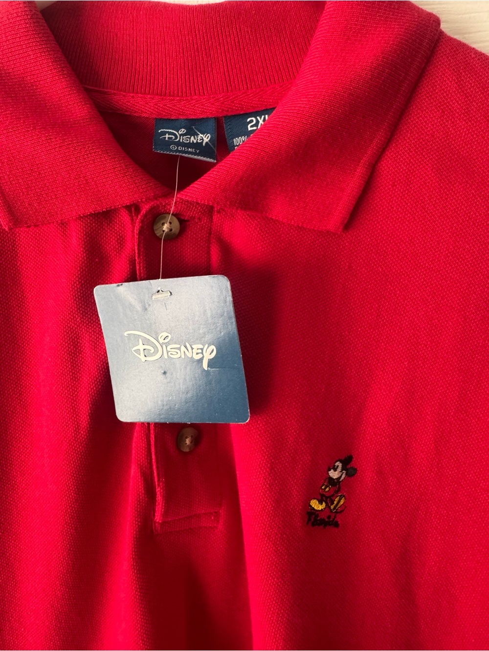 Vtg Disney Red Black Mickey Mouse Embroidery Polo Shirt Florida NWT 2XL Golf